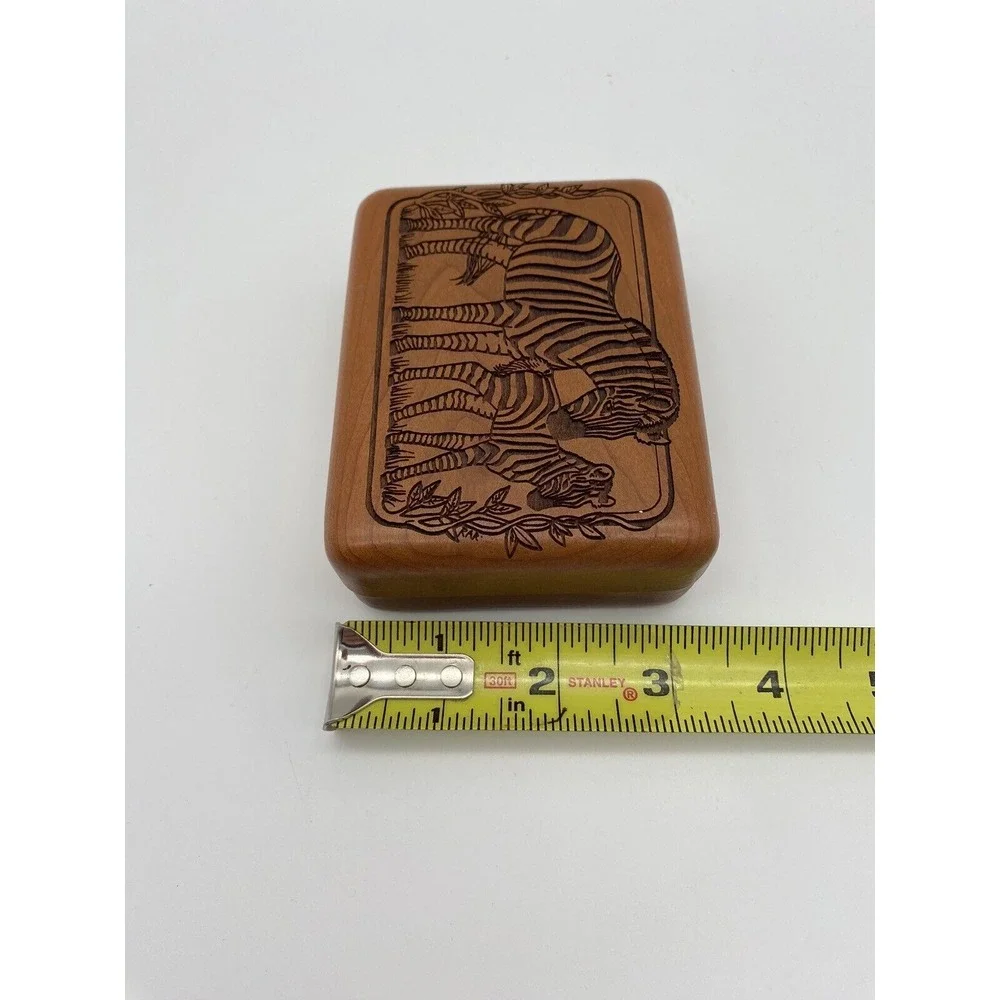Vintage Corporate Custom‎ Product Zebra Wooden Musical Jewelry Box Works